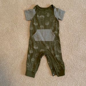 Baby boys green acorn romper